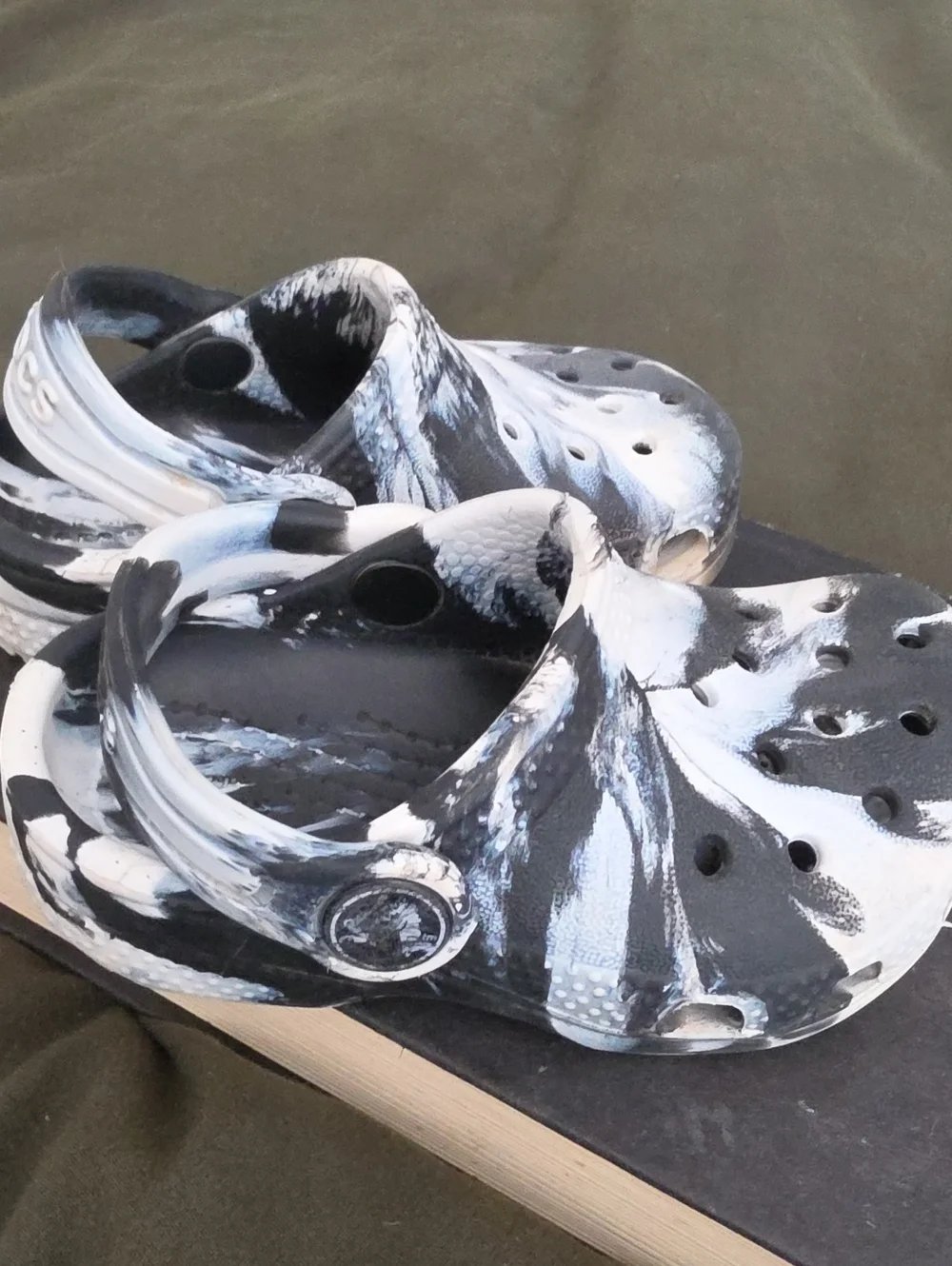 Kids Black & White Slip-On CROCS Shoes